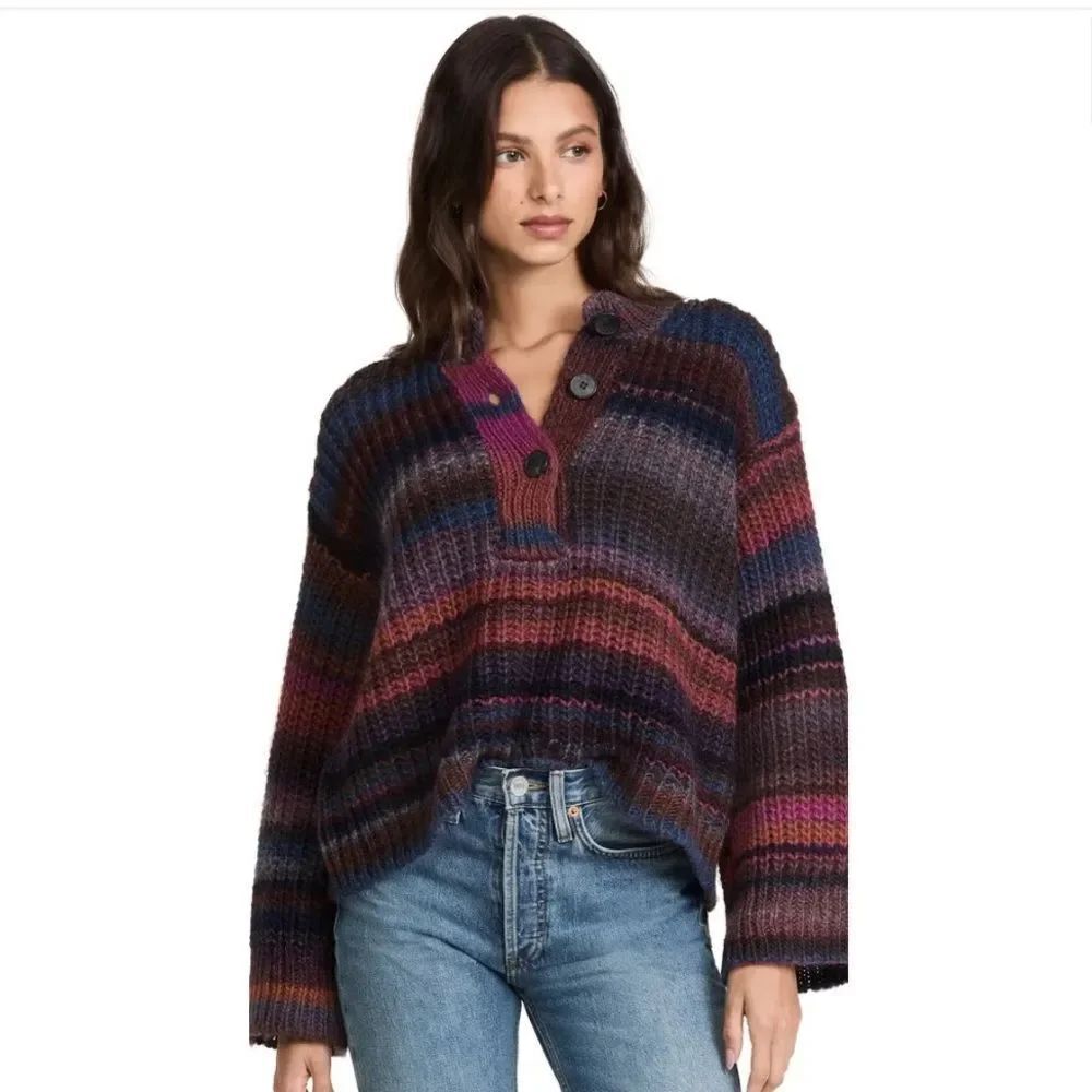 Something Navy Ombre Henley Sweater - Multicolor size medium